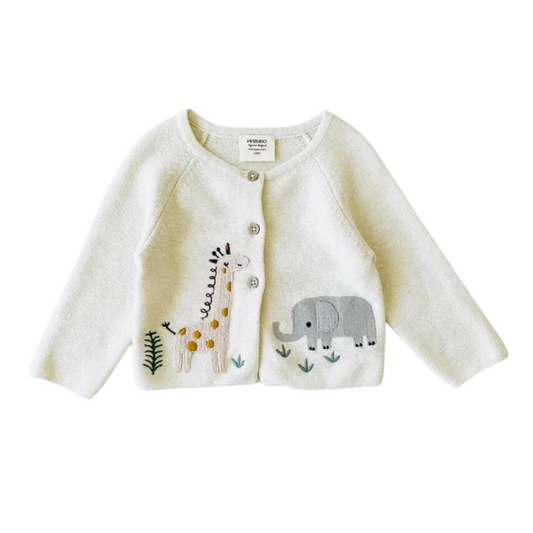 Animal Safari Embroidered Baby Cardigan Sweater