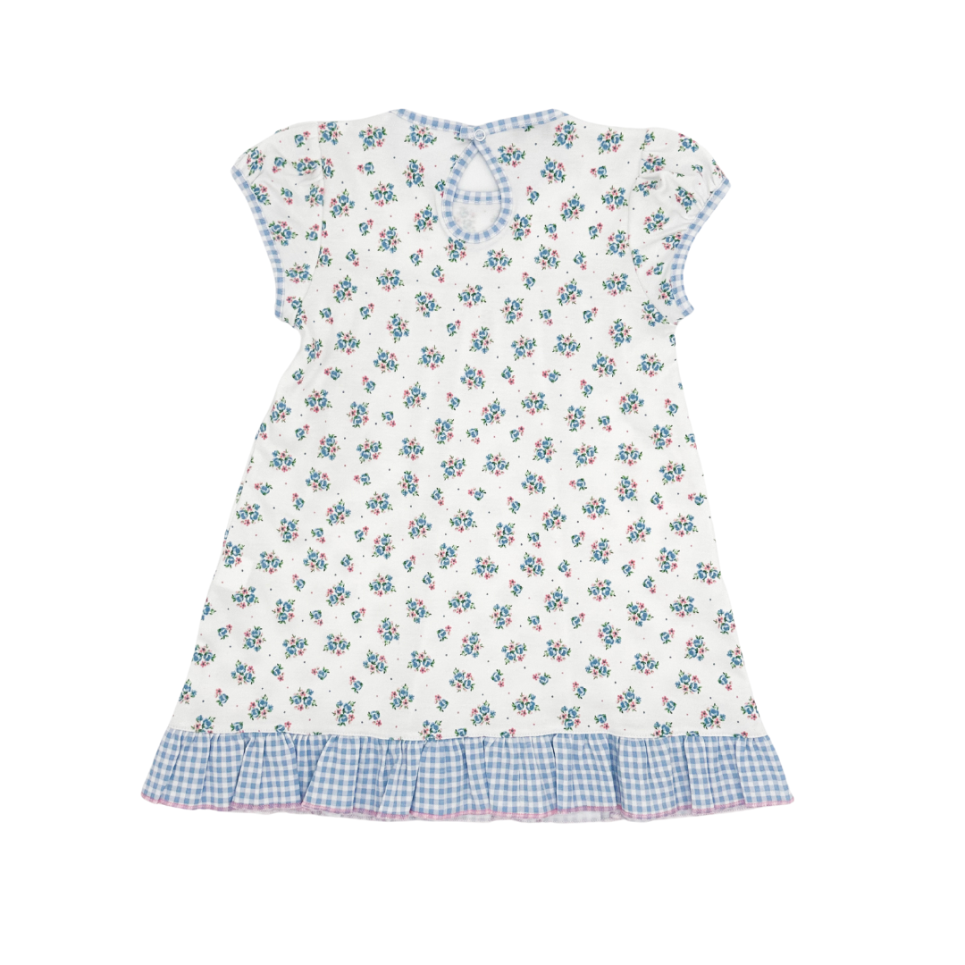 Anna's Classics Sky Blue Printed Ruffle Dress