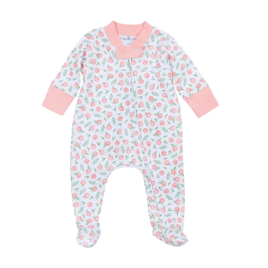 Summer Peaches Printed Zipper Footie