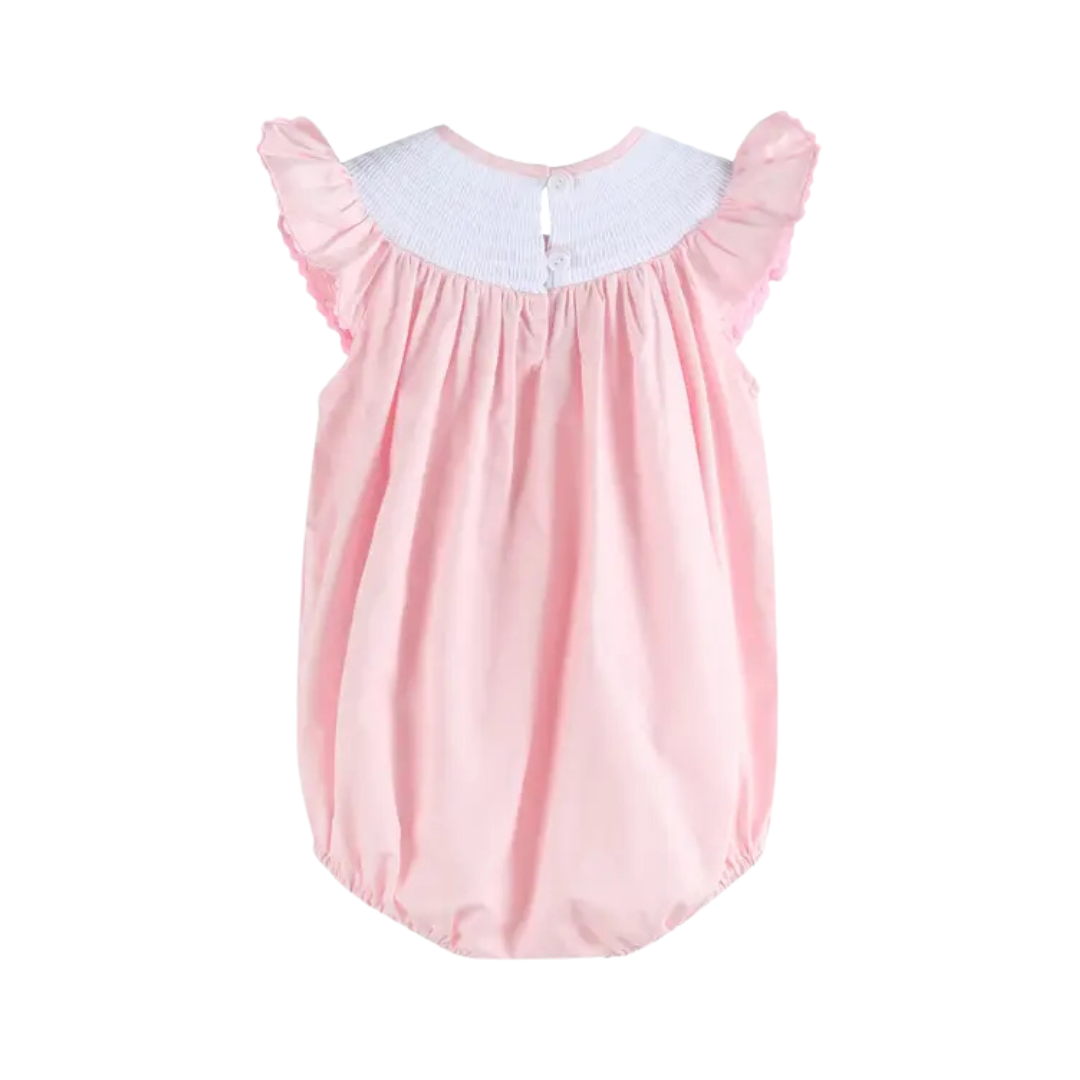 Pretty Pink Bunny Smocked Flutter Romper