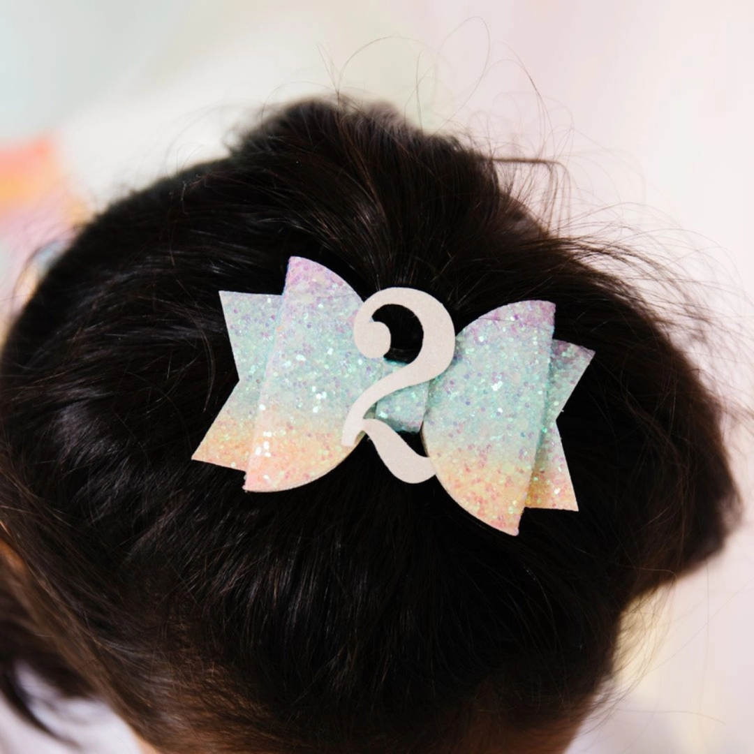 Pastel Rainbow Birthday Hair Clip - Age Two