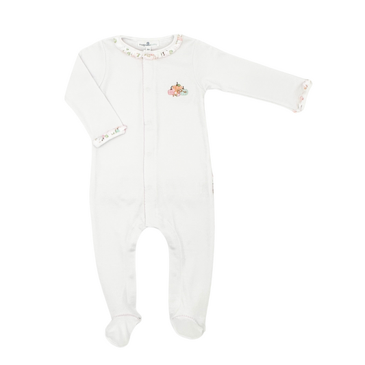 Pumpkin Blush Melon Embroidered Ruffle Footie