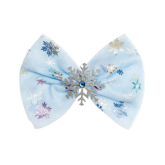 Snow Princess Iridescent Tulle Bow Clip