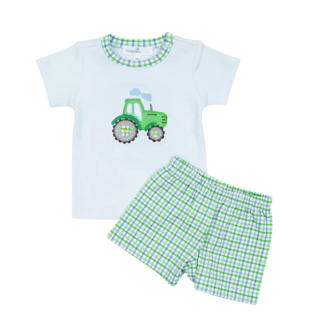 Tractor Tales Applique Short Set