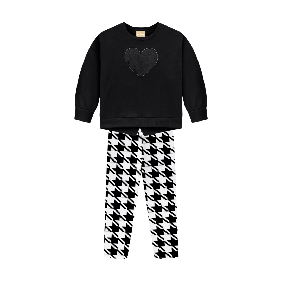 Black and White Houndstooth Pant Set