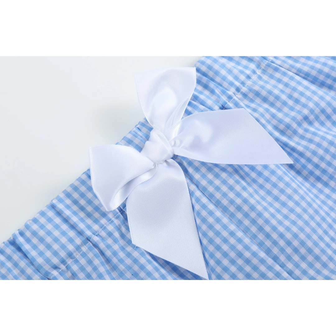 Light Blue Gingham Golf Tee and Shorts Set