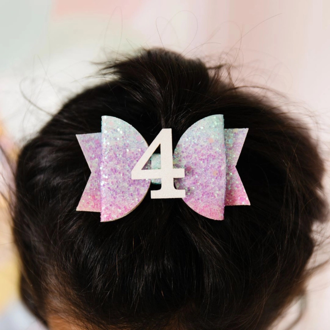 Pastel Rainbow Birthday Hair Clip - Age Four