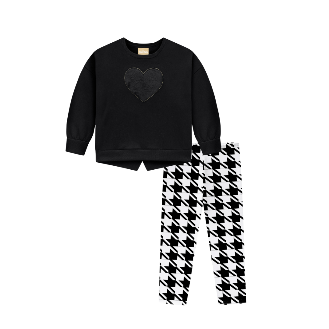 Black and White Houndstooth Pant Set