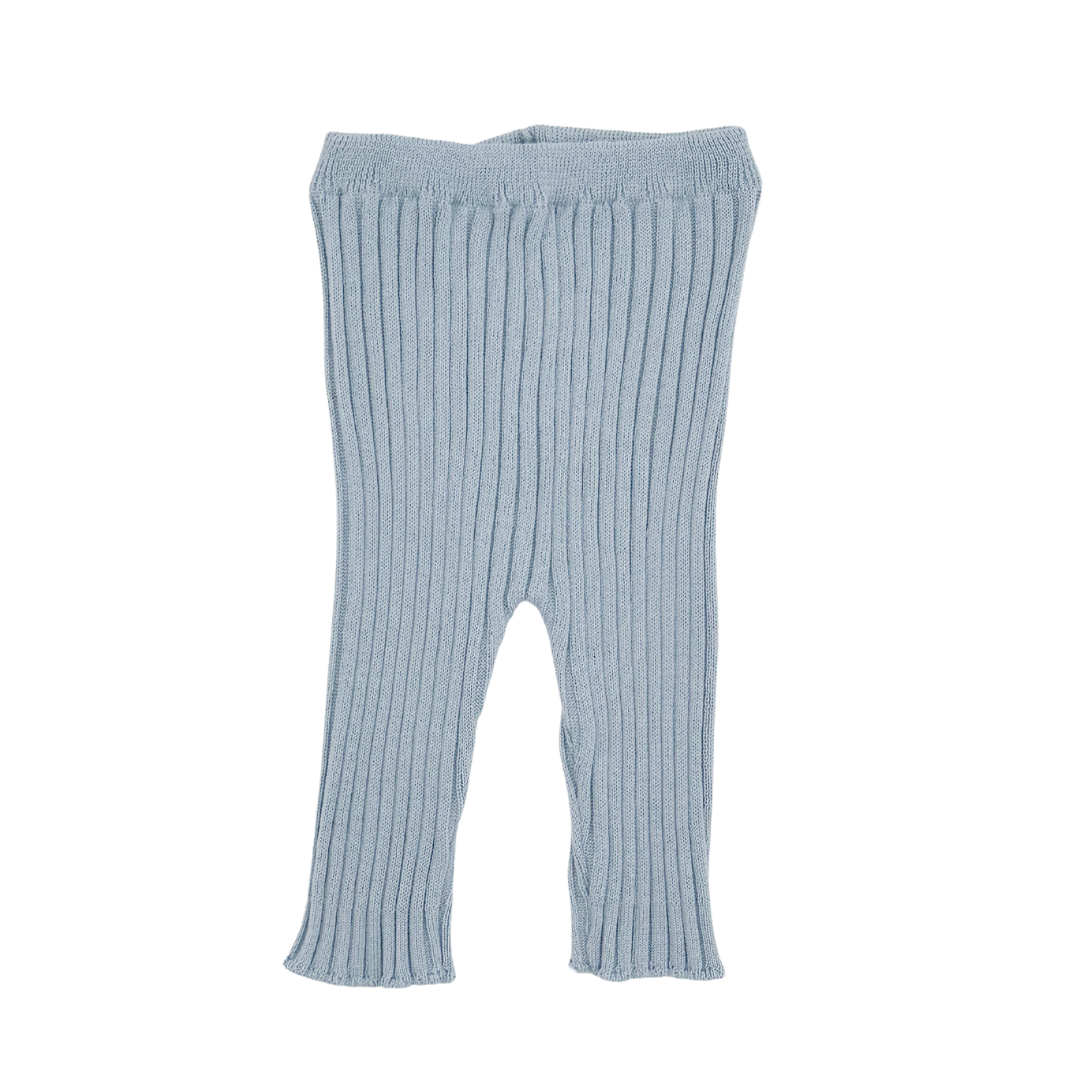 Creamy White and Blue Knit Pants Set