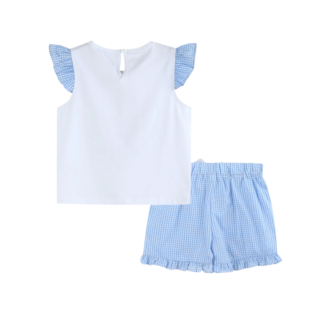 Light Blue Gingham Golf Tee and Shorts Set