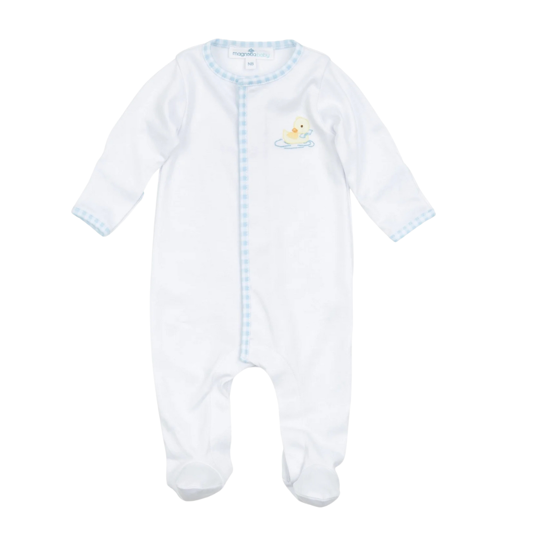 Little Waddlers Embroidered Light Blue Zipper Footie