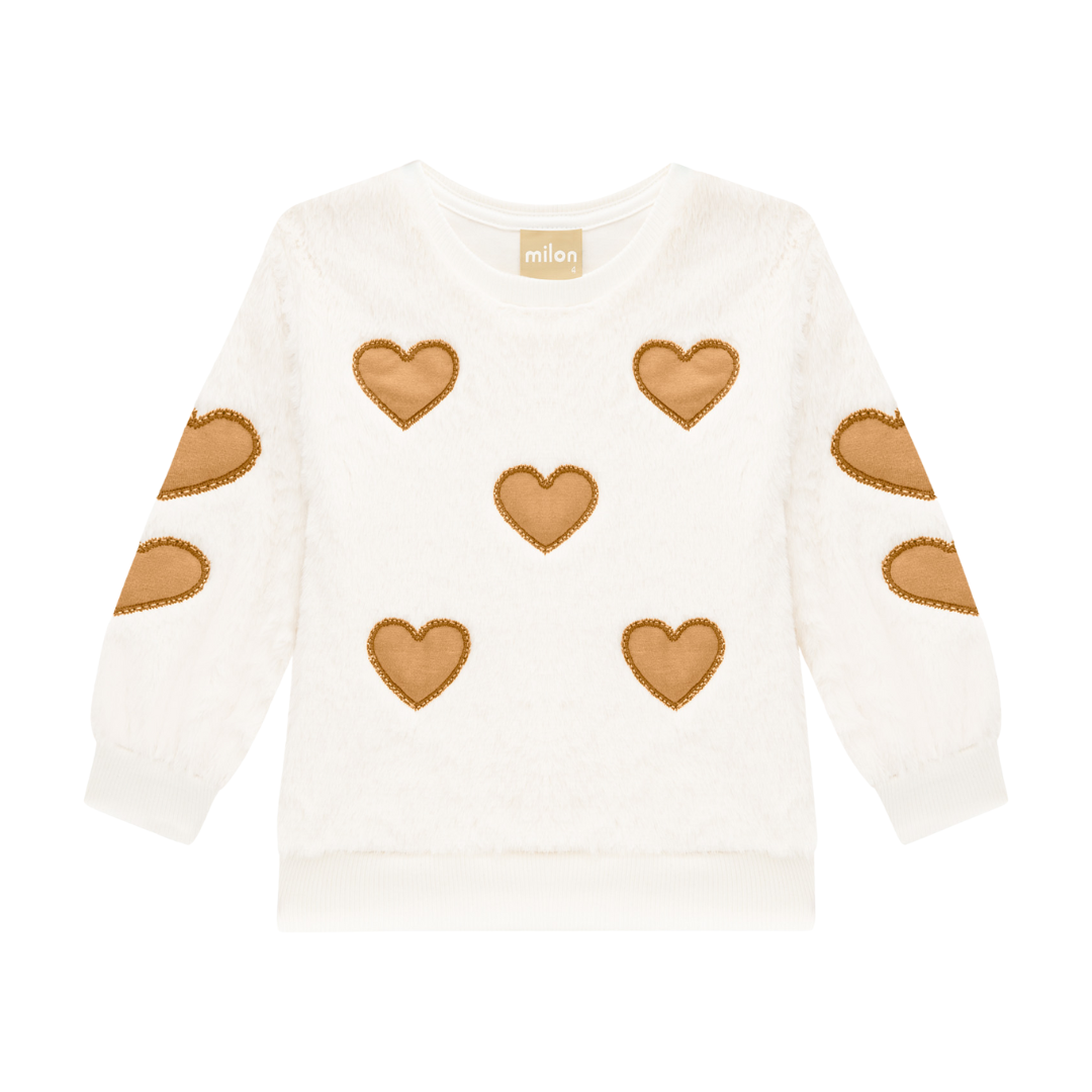 Cream Jogger Set with Gold Hearts