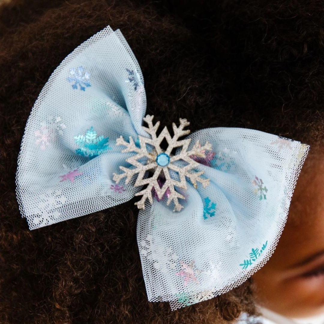 Snow Princess Iridescent Tulle Bow Clip