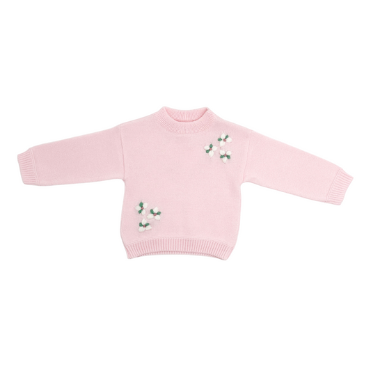 Light Pink Sweater with Embroidered Flowers