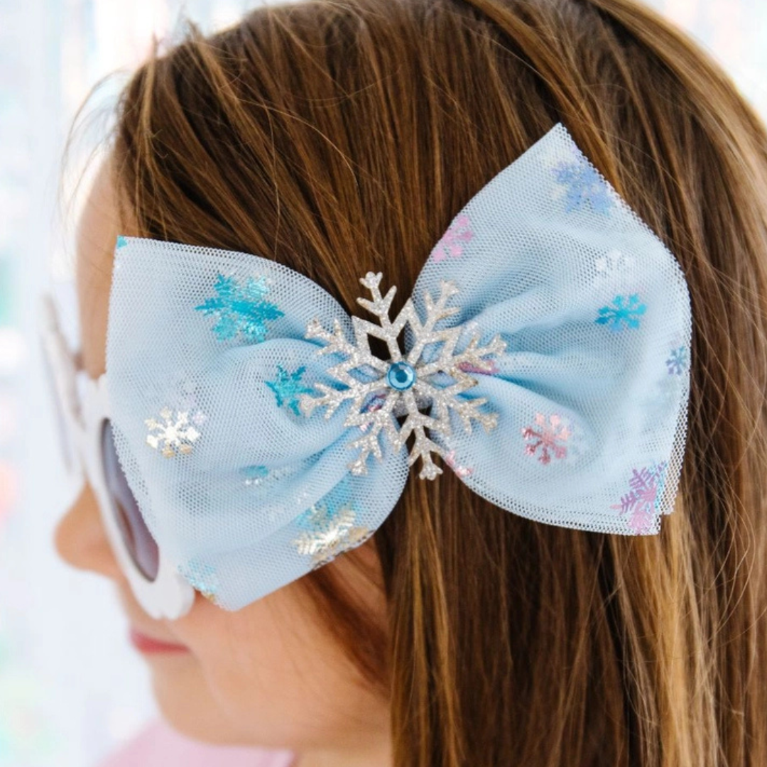 Snow Princess Iridescent Tulle Bow Clip