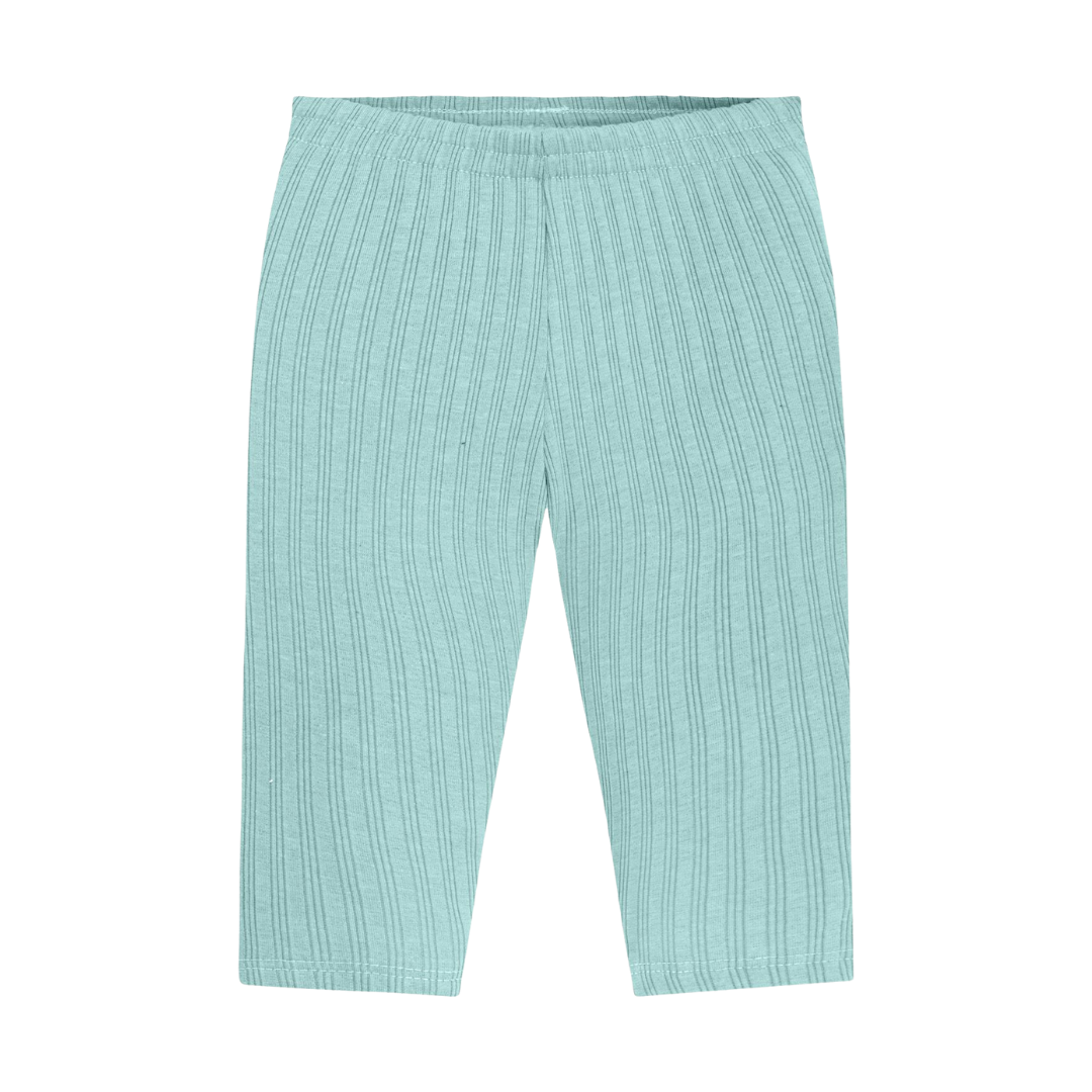 Plush Off-White Top and Aqua Knit Leggings Set