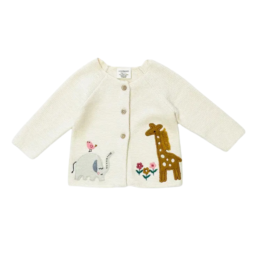 Eden Safari Embroidered Baby Girl Cardigan Sweater