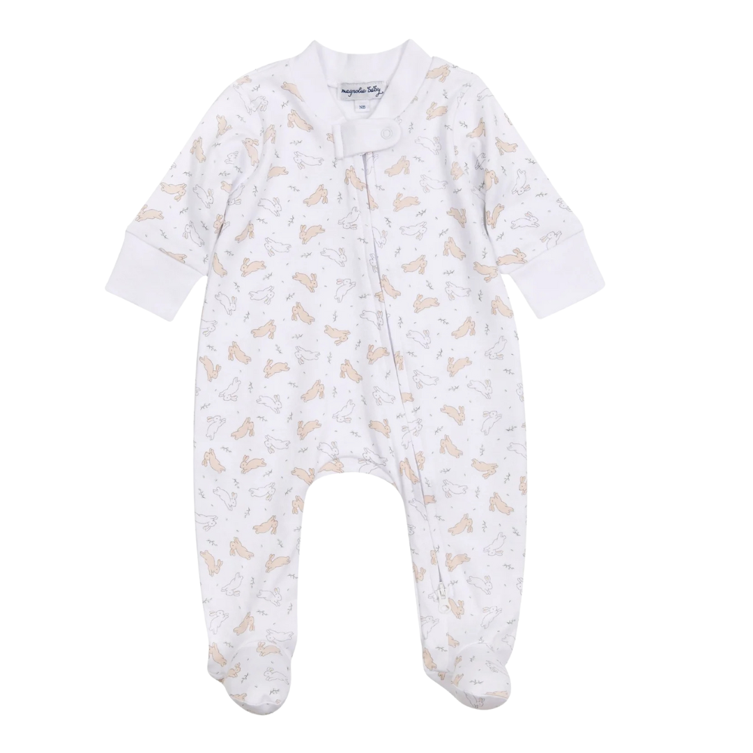 Bunny Hop Ivory Zipper Footie