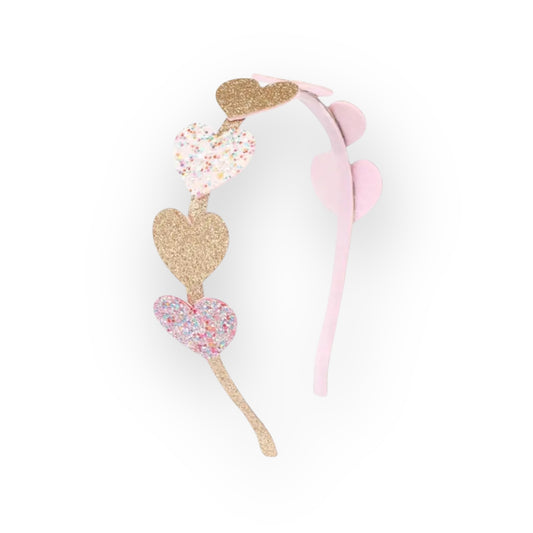 Pink and Gold Heart Headband