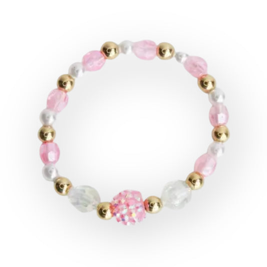 Pink and Gold Beaded Bracelet