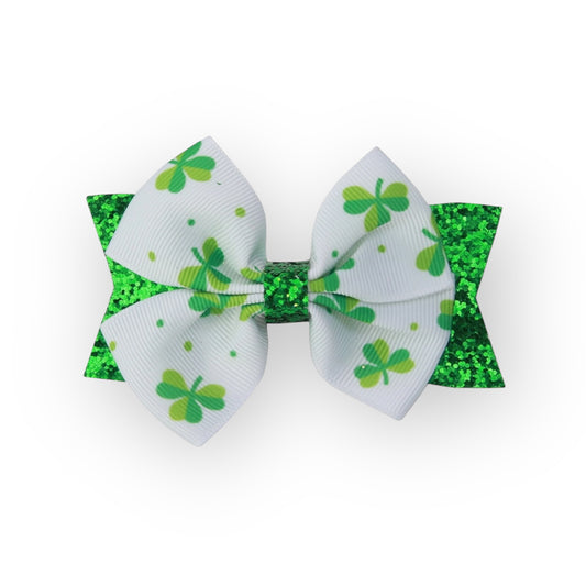 Green Glitter Lucky Clover Hair Clip