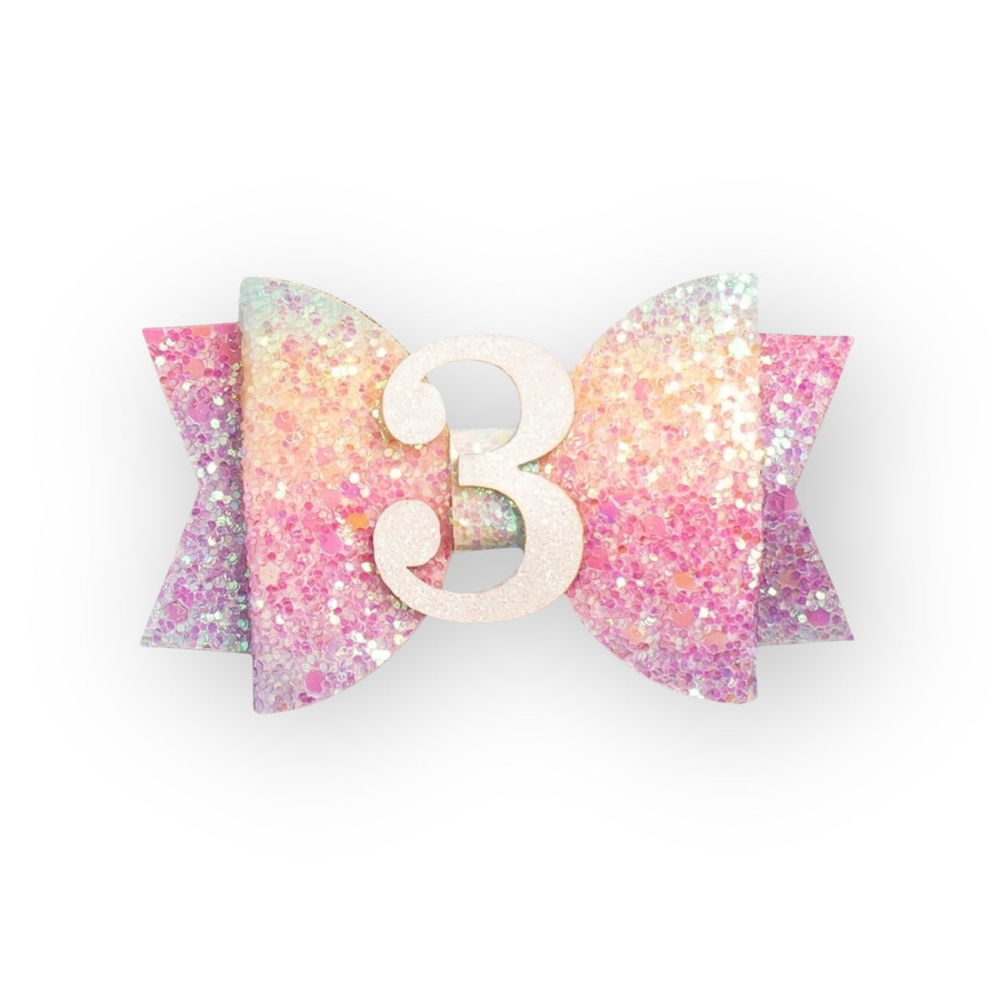 Pastel Rainbow Birthday Hair Clip - Age Three