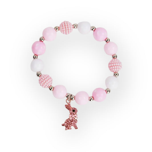 Pink Pearl Beaded Bunny Bracelet